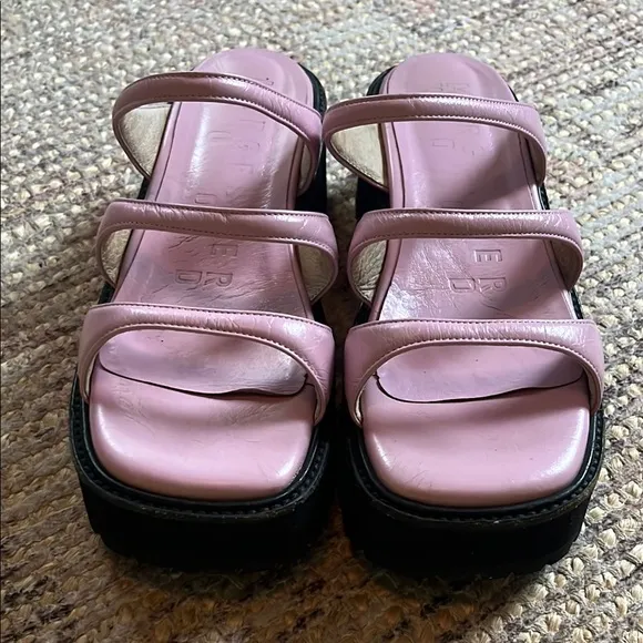 Marge Sherwood Triple Strap Leather Platform Sandals