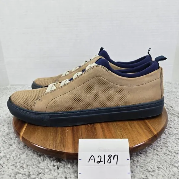 Martin Dingman Beckett Tan Navy Leather Casual Lifestyle Sneakers Mens 11.5 M
