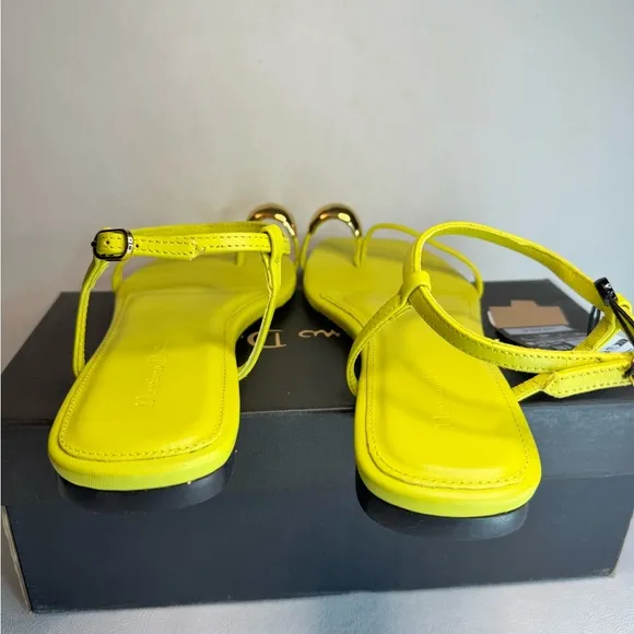 Massimo Dutti METAL PIECE TOE STRAP SANDALS Lemon  casual classic comfy summer