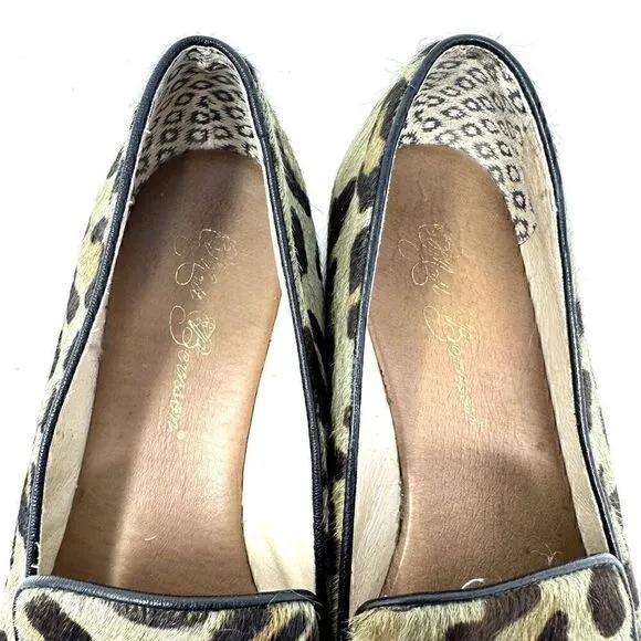 Matt Bernson Brown Leather Animal Cheetah Print Slip On Loafers Size 7