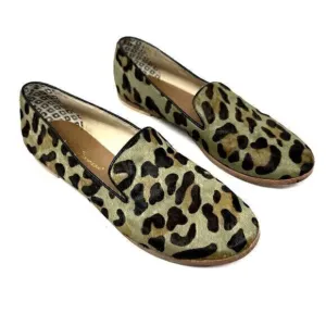 Matt Bernson Brown Leather Animal Cheetah Print Slip On Loafers Size 7