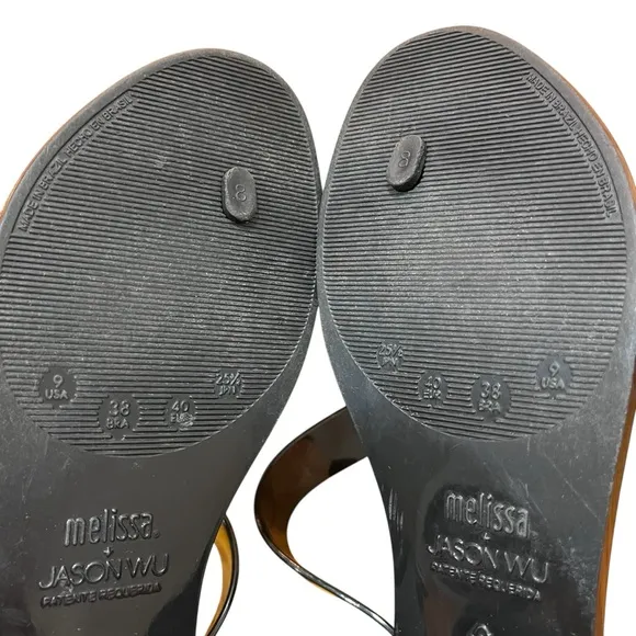 Melissa Jason Wu Black Flip Flips Sandals Rubber Jelly Charlotte Asymmetrical