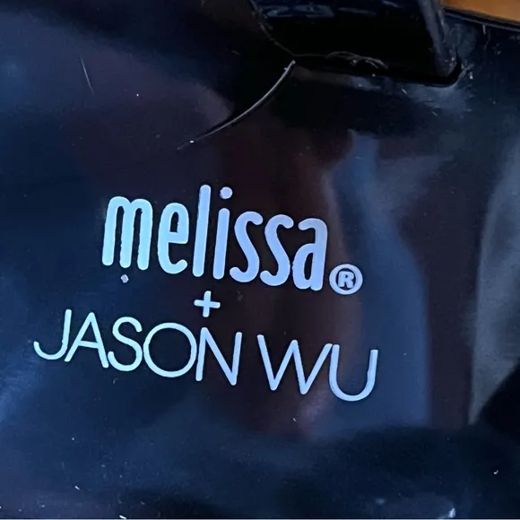 Melissa Jason Wu Black Flip Flips Sandals Rubber Jelly Charlotte Asymmetrical