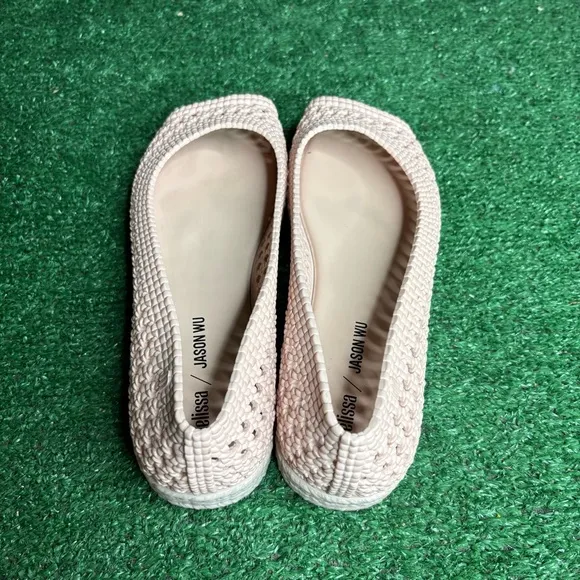 MELISSA × Jason Wu Camilla Pink Woven Open Toe Vegan Flats Size 10