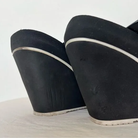 Melissa Summer Wedge Thong Sandals Women 7 High Platform Foam Jelly Black White
