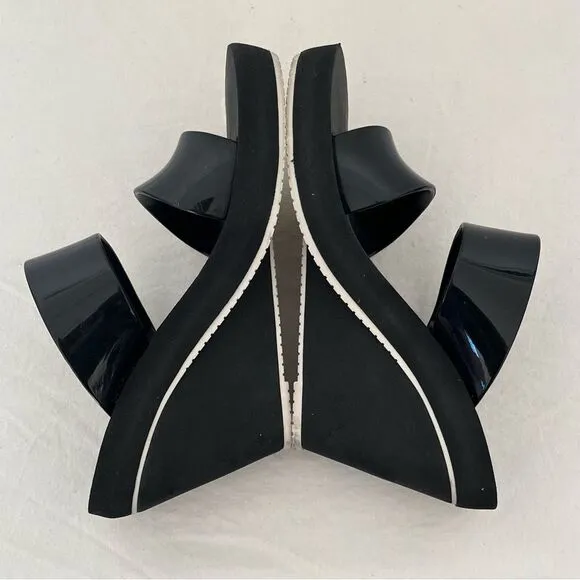 Melissa Summer Wedge Thong Sandals Women 7 High Platform Foam Jelly Black White