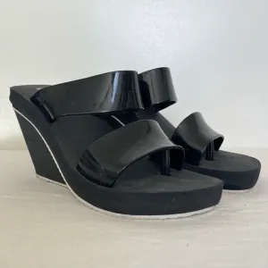 Melissa Summer Wedge Thong Sandals Women 7 High Platform Foam Jelly Black White