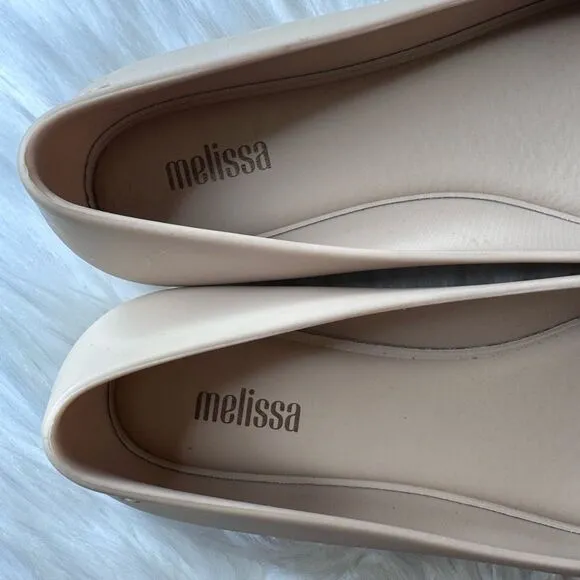 Melissa Women's Doll Rose Gold Butterfly Ballet Flats Nude Size 8