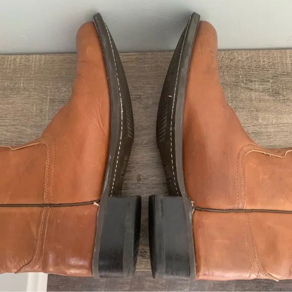 Men’s 10D ACME WELLINGTON Brown Leather Cowboy Boots 9096 Cushioned Insole EXC