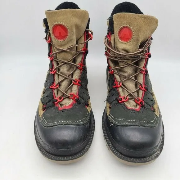 Men's AIRWALK Winter Snow Hiking Boots Grip Soles &amp; Upper Brown Leather Size 7