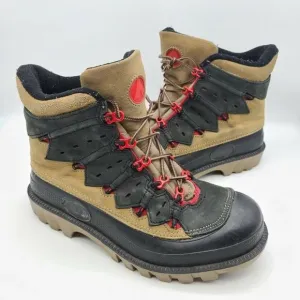 Men's AIRWALK Winter Snow Hiking Boots Grip Soles &amp; Upper Brown Leather Size 7