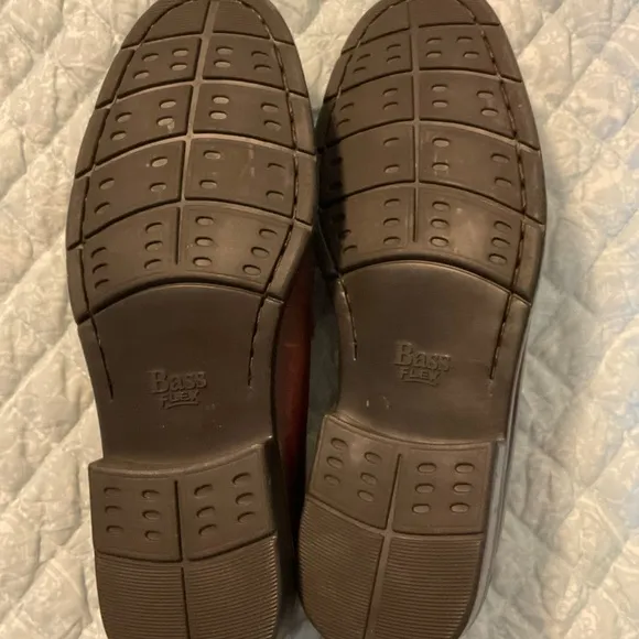 Men’s Bass Flex Tassel Leather Loafers, Brown, Size 9.5 M