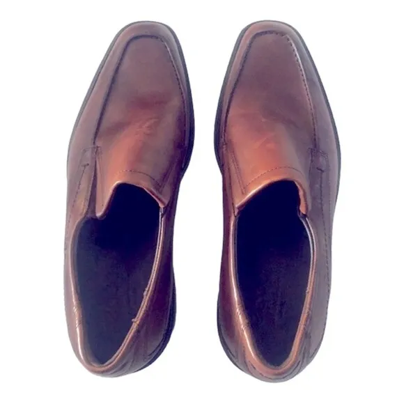 Mens ECCO Brown New Jersey Leather Loafers Size 41 US 8 In EUC