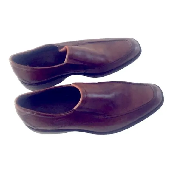Mens ECCO Brown New Jersey Leather Loafers Size 41 US 8 In EUC