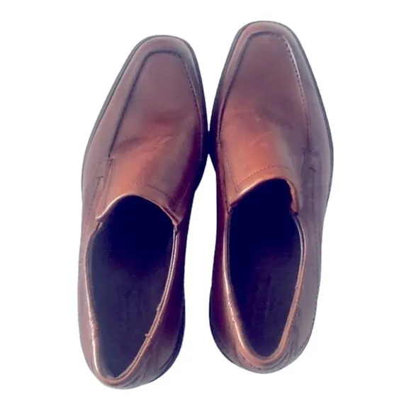 Mens ECCO Brown New Jersey Leather Loafers Size 41 US 8 In EUC