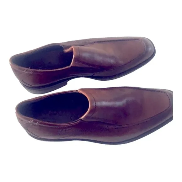 Mens ECCO Brown New Jersey Leather Loafers Size 41 US 8 In EUC
