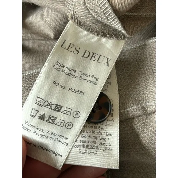 Mens Les Deux Como Reg Twill Pinstripe Suit Pants Tan/Ivory 32 x 31 Classic EUC