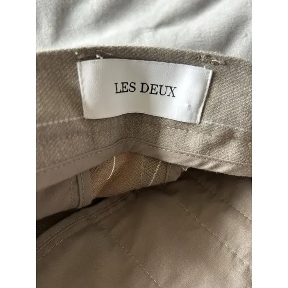 Mens Les Deux Como Reg Twill Pinstripe Suit Pants Tan/Ivory 32 x 31 Classic EUC