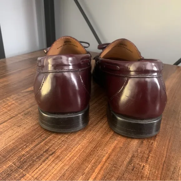 Men's LL Bean Burgundy Leather Oxford Tassel Loafers Size 8.5