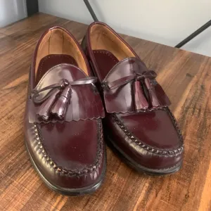 Men's LL Bean Burgundy Leather Oxford Tassel Loafers Size 8.5