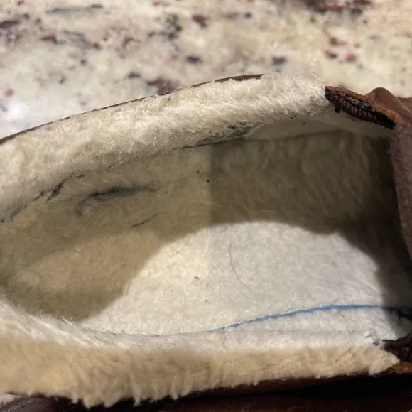 Men's Merrill Adventure Moc Brown Leather Slip-Ons w/ Fleece Lining Outdoorsy 10