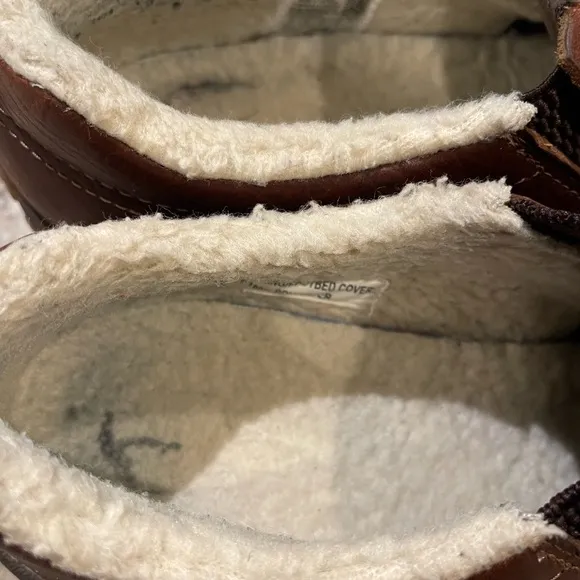 Men's Merrill Adventure Moc Brown Leather Slip-Ons w/ Fleece Lining Outdoorsy 10