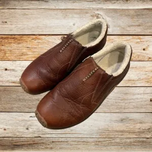 Men's Merrill Adventure Moc Brown Leather Slip-Ons w/ Fleece Lining Outdoorsy 10