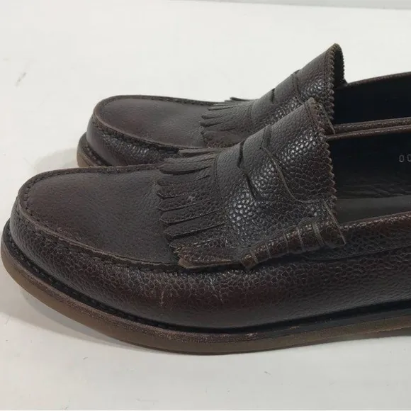 Men’s Salvatore Ferragamo Brown Leather Kiltie Loafers Size 8.5D