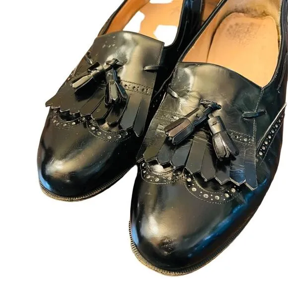 Men's SALVATORE FERRAGAMO 'Tassel' Black Leather Loafers Size US 12 C