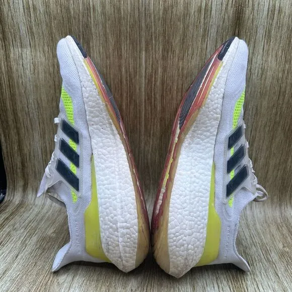 Men's Size 13 - Adidas Ultraboost 21‎ Solar White Neon Sneakers Shoes FY0377