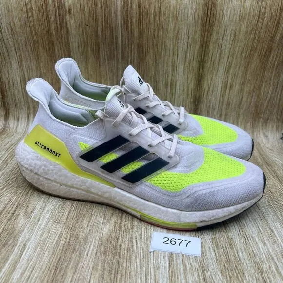 Men's Size 13 - Adidas Ultraboost 21‎ Solar White Neon Sneakers Shoes FY0377