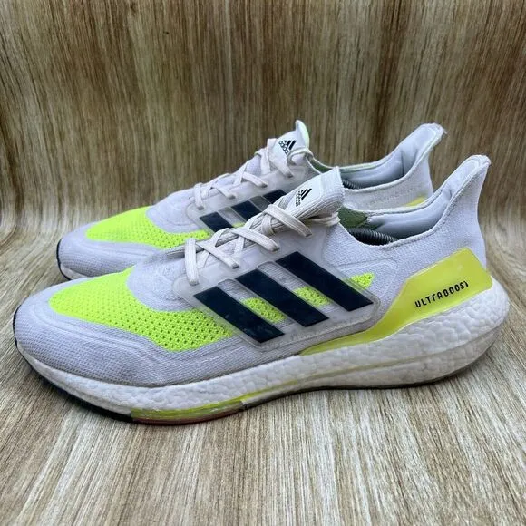 Men's Size 13 - Adidas Ultraboost 21‎ Solar White Neon Sneakers Shoes FY0377