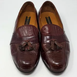 Men's Stacy Adams Snake and Leather Size 9.5W Tassel Loafers