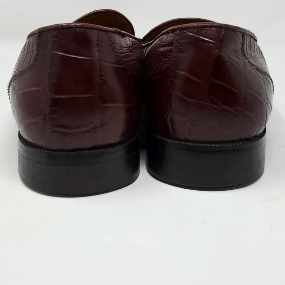Men's Stacy Adams Snake and Leather Size 9.5W Tassel Loafers