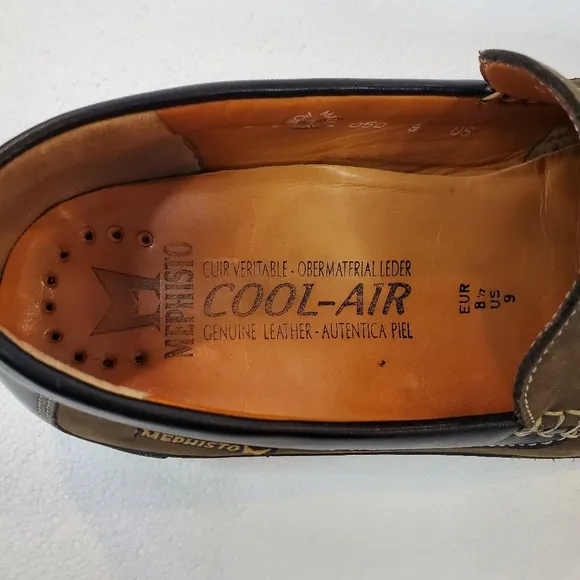 Mephisto Baduard Cool Air Slip-On Loafers Brown Black Leather Men's Size 9‎