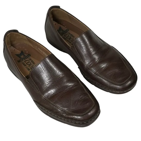 Mephisto Size 10 Cool Air Dark Brown Leather Slip On Loafers Driver