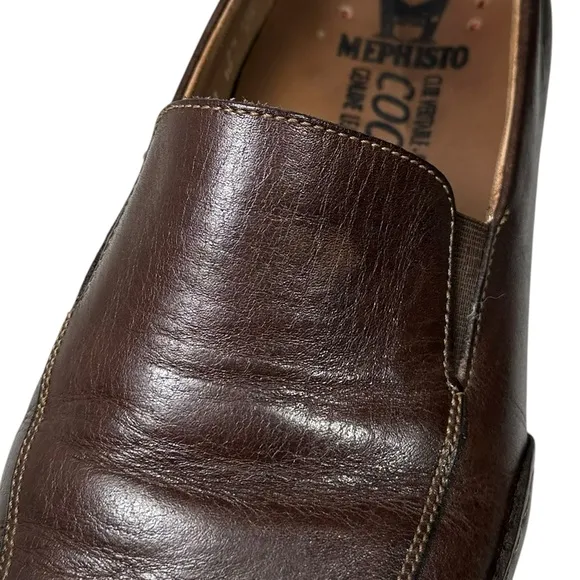 Mephisto Size 10 Cool Air Dark Brown Leather Slip On Loafers Driver