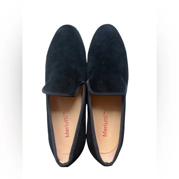 Merlutti Plain black Suede Leather Loafers size 11.