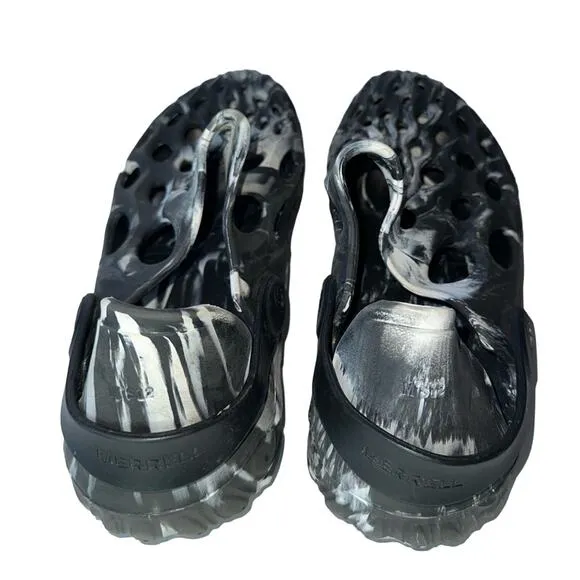 Merrell Hydro Moc black and gray tie-dye foam sandals