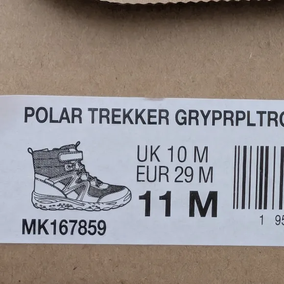 Merrell Kid's 11 Polar Trekker Grey Purple trail runner snow boots like NEW