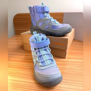 Merrell Kid's 11 Polar Trekker Grey Purple trail runner snow boots like NEW