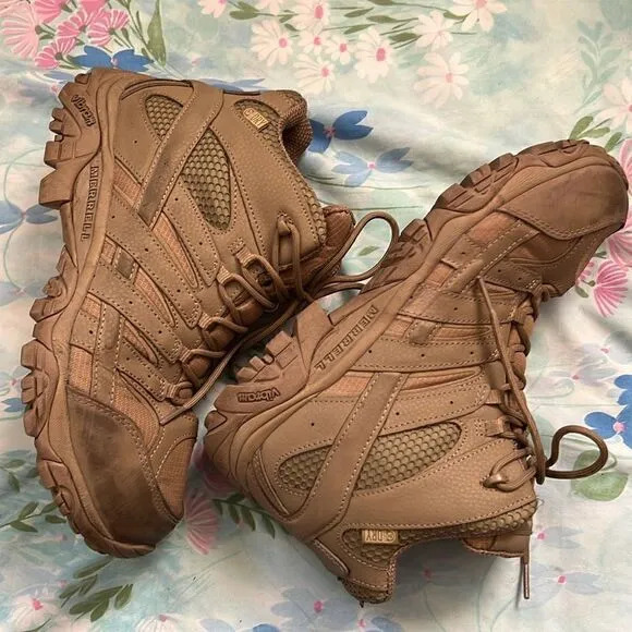 Merrell Men's Moab 2 Mid Tactical Boots Sand/Tan Hiking Camping Size 9.5