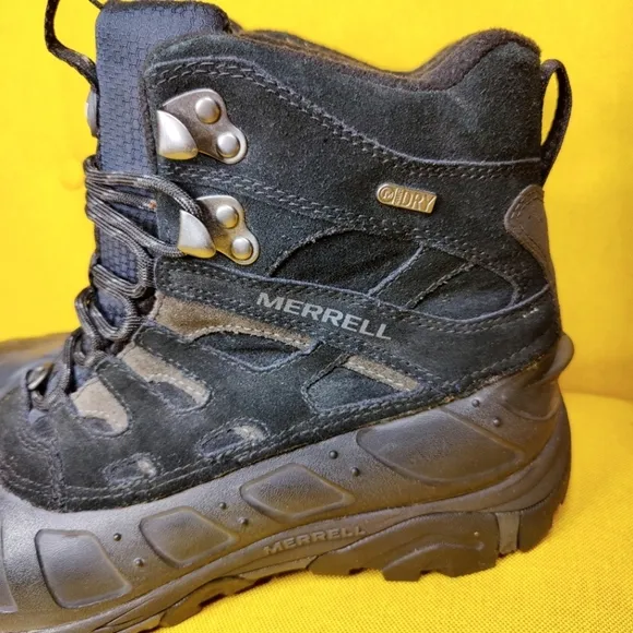 Merrell Moab Polar Waterproof Ice Grip Ankle Hiking Black Boots Men's Size 10.5
