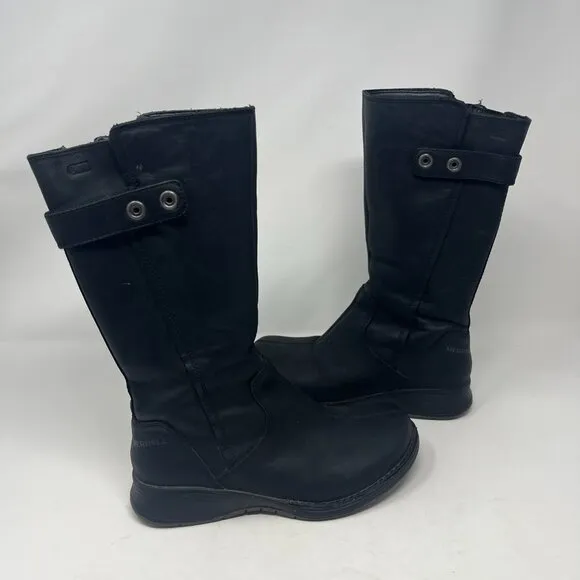 Merrell women's 5 mid-calf Travvy boots black leather