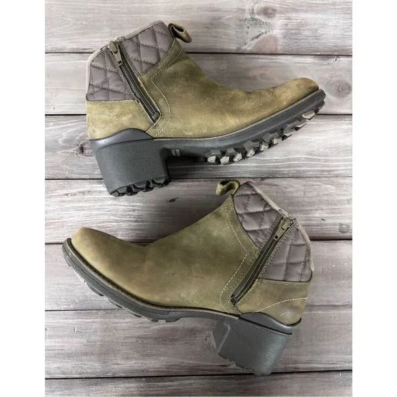 Merrell Chateau Quilted Mid Pull Waterproof Dusty Olive Boot Size 7.5