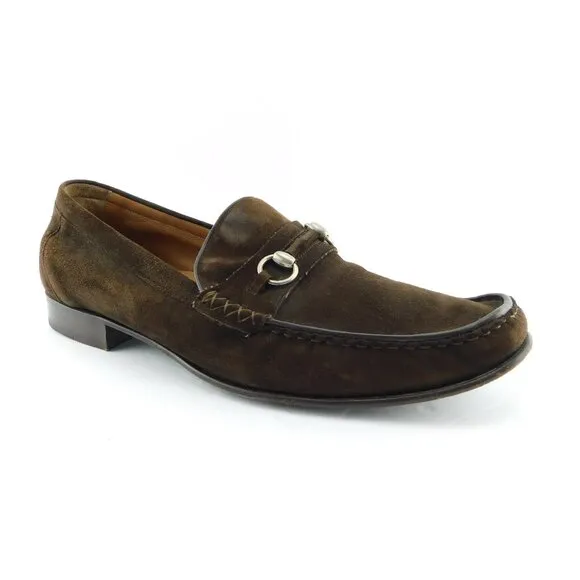 MEZLAN Brown Suede Leather Horse Bit Slip-on Loafers 14
