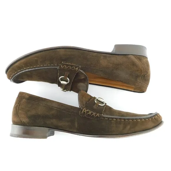 MEZLAN Brown Suede Leather Horse Bit Slip-on Loafers 14