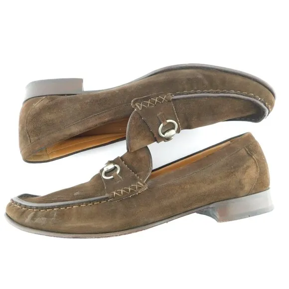 MEZLAN Brown Suede Leather Horse Bit Slip-on Loafers 14