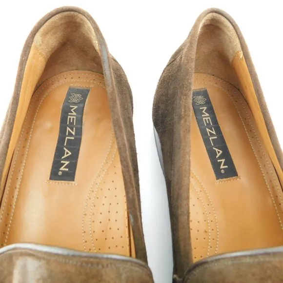 MEZLAN Brown Suede Leather Horse Bit Slip-on Loafers 14