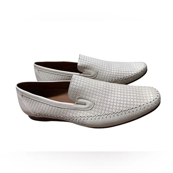 Mezlan men's leather Loafers Honeycomb Bone/ivory Size 10.5 Handcrafted In Spain
